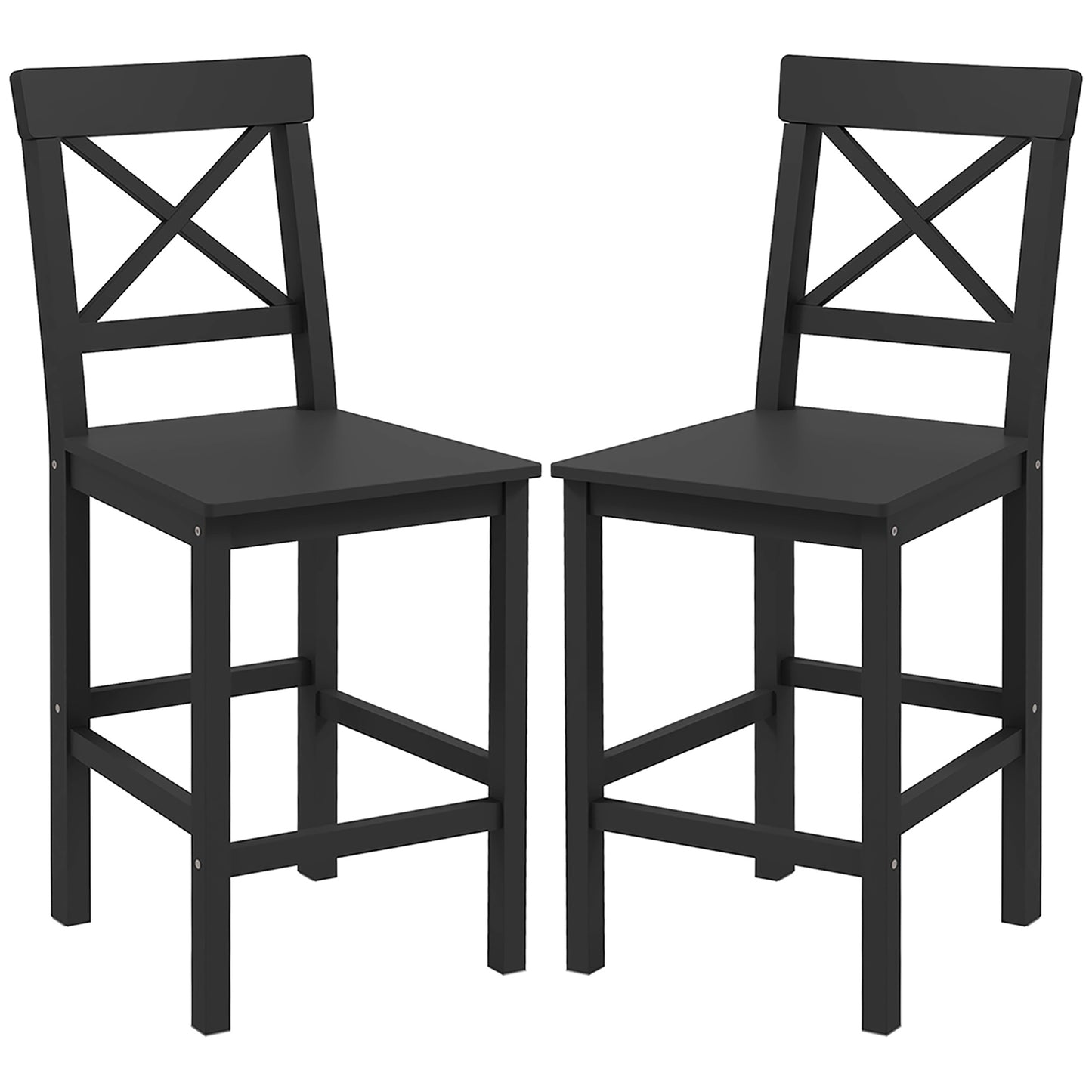 Counter Height Stools Set of 2, Farmhouse Bar Stools with Backs, Solid Wood Counter Stools for Kitchen Island