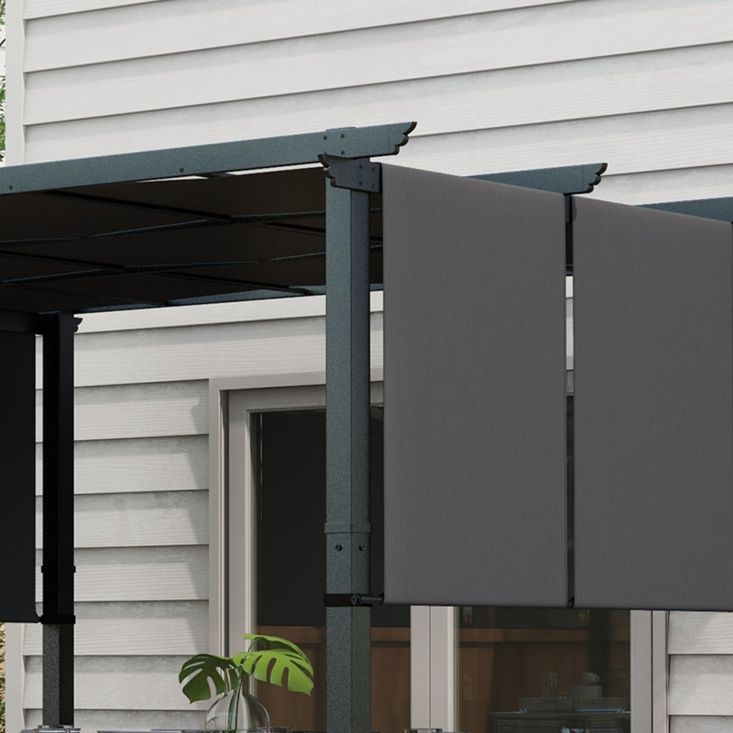 Metal Pergola, Outdoor Pergola with Retractable Canopy, for Garden, Patio, Backyard, Deck