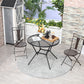 35" Round Patio Dining Table Steel Outside Table with Mesh Tabletop for Garden Backyard Poolside, Black