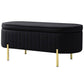 Upholstered Bedroom Bench, Channel Tufted Ottoman Bench with Thick Padding and Metal Legs, Black