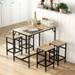 5 Pieces Industrial Rectangular Bar Table Set, Dining Table Set Breakfast Table with 4 Stools for Dining Room, Kitchen, Dinette, Oak