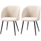 Dining Chairs Set of 2, Sherpa Fleece Upholstered Kitchen Chairs with Backrest and Steel Legs, Cream White
