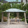 Gazebo Curtains, 10' x 12' Universal Replacement Privacy Curtain, 4-Panels Sidewall with Hooks/C-Rings, Beige