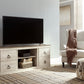 Willowton - Whitewash - 2 Pc. - TV Stand With Faux Firebrick Fireplace Insert