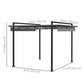 10' x 10' Retractable Pergola, Garden Gazebo Shade Shelter, for Grill, Patio, Deck, Dark Grey