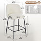 Set of 2 Counter Height Barstools, Upholstered Linen Bar Stools with Backrest, Footrest and Steel Legs, Cream White