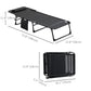 Outdoor Folding Chaise Lounge, Reclining Lounge Chair with Adjustable Backrest and Removable Pillow, Black