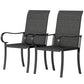 2 Piece PE Rattan Patio Dining Chairs with Steel Frame, for Garden, Backyard, Pool Side, Porch, Black