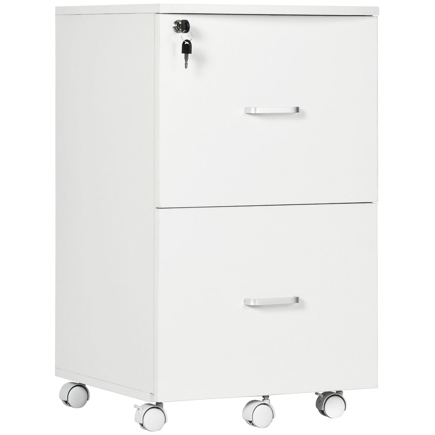 2 Drawer File Cabinet with Lock, Small Rolling Filing Cabinet for A4, Letter-Size Documents, Printer Stand for Home Office, 17" x 17.75" x 28.25", White