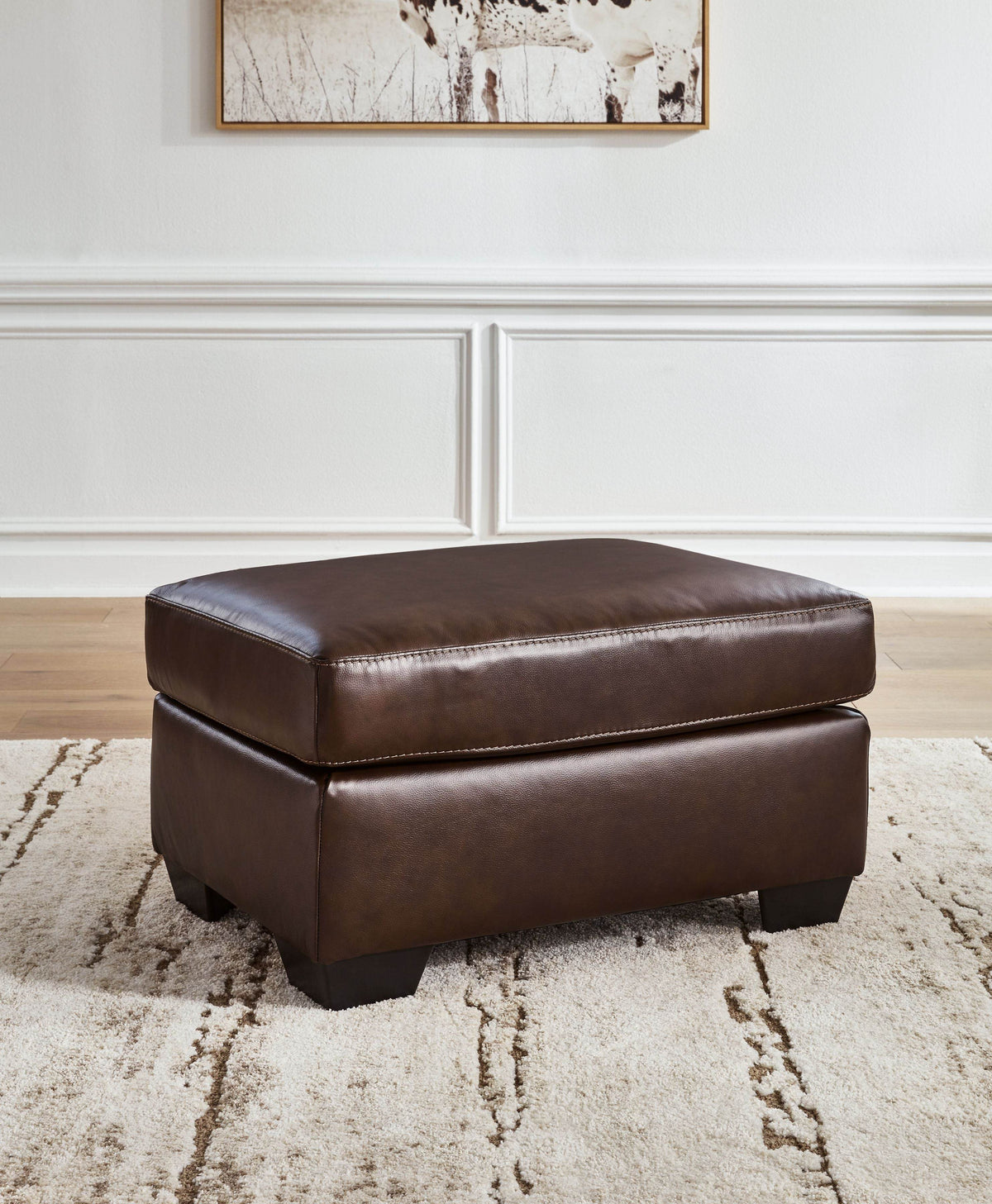 Santorine - Dark Brown - Ottoman - Leather Match - Forward Furniture