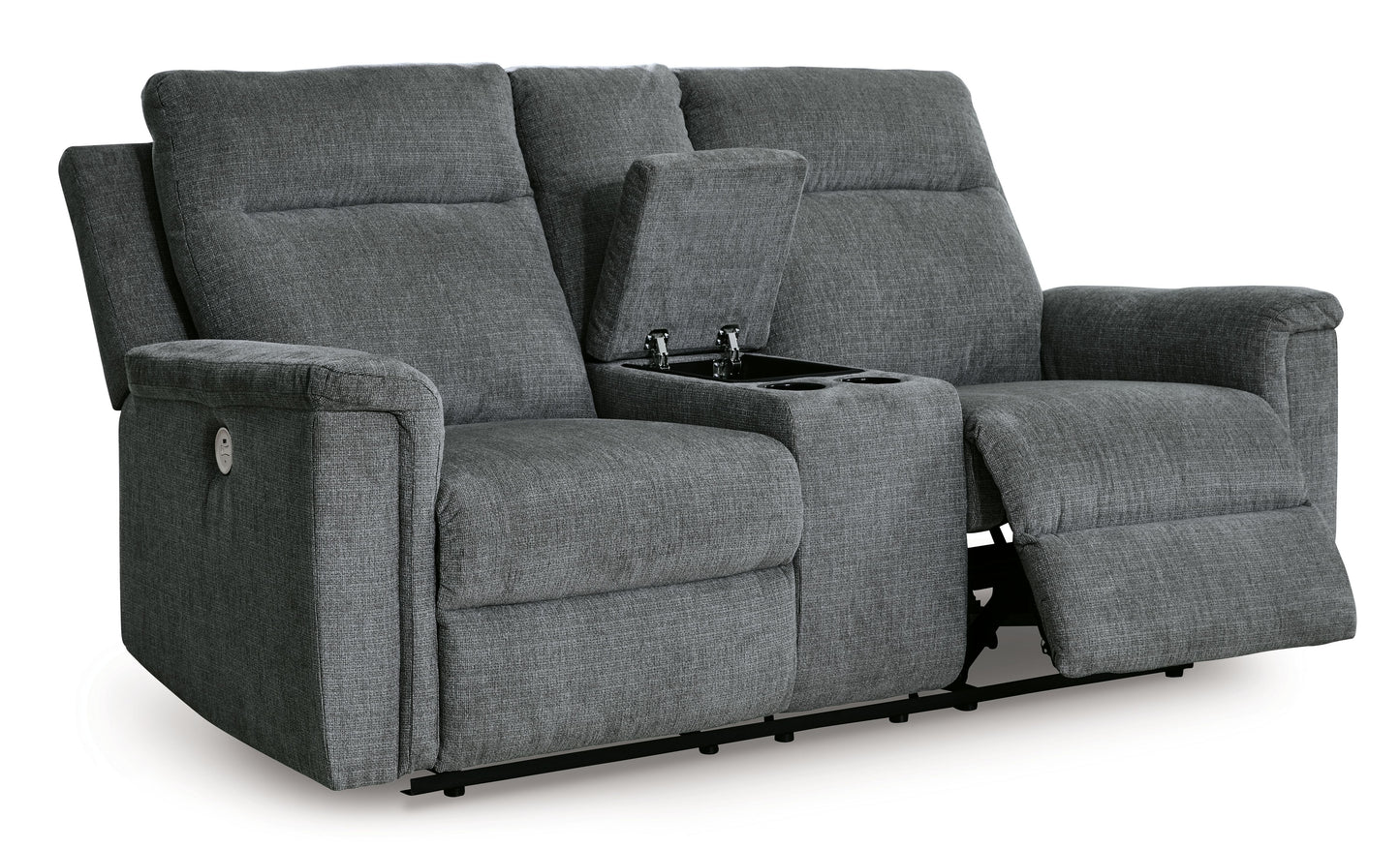 Barnsana - Gravel - Dbl Power Reclining Loveseat With Console - Fabric