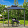 8' x 5' Hardtop Grill Gazebo, Aluminium BBQ Canopy Gazebo, Outdoor Canopy with Side Shelves & Double Roof
