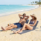 2 Pieces Beach Lounge Chair, Outdoor Folding Chaise Lounge Set w/ Pillow for Sunbath, Snap, Grey