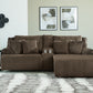 Top Tier - Chocolate - 3-Piece Reclining Sectional Sofa With Raf Press Back Chaise - Fabric