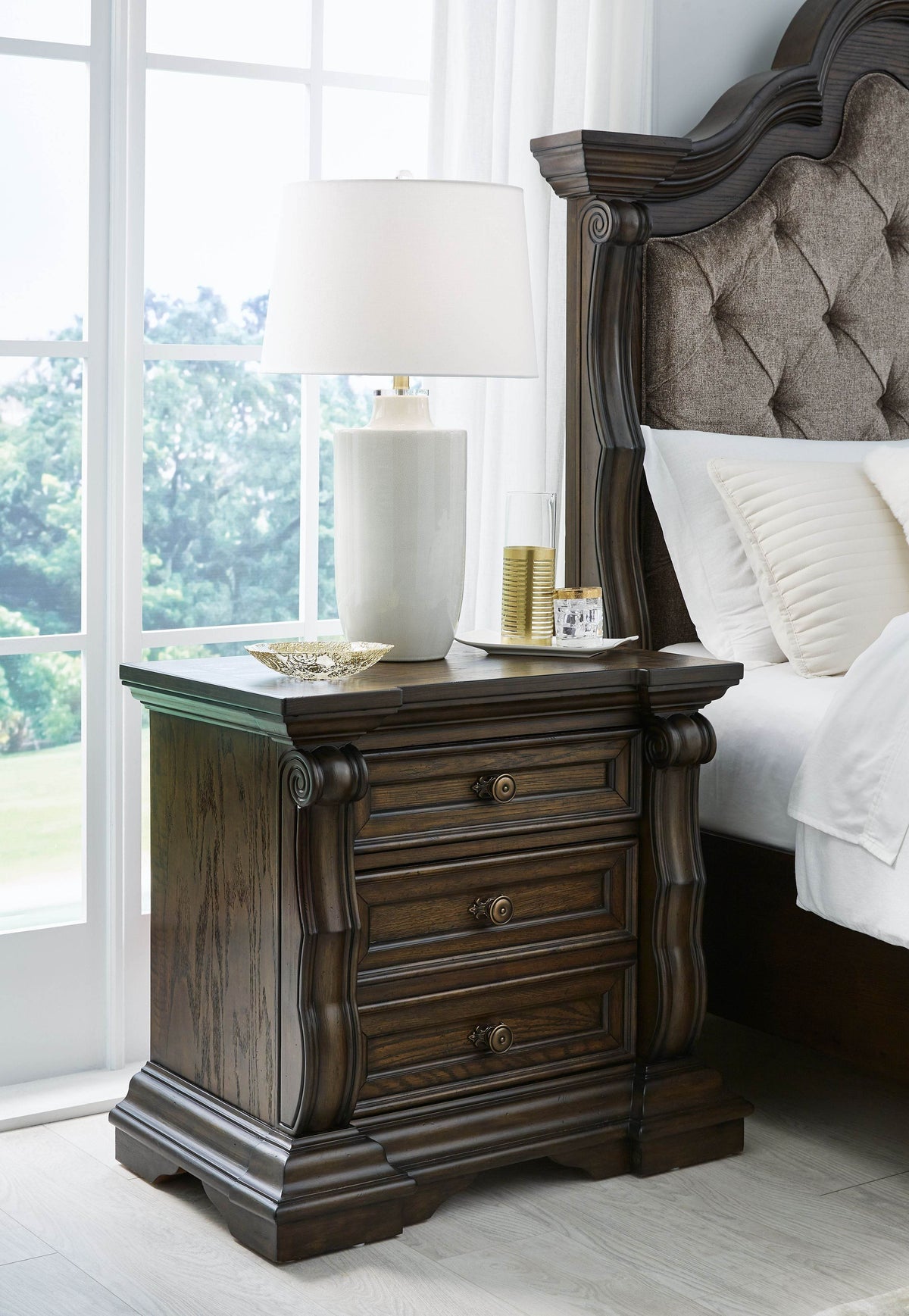 Maylee - Dark Brown - Three Drawer Night Stand - Forward Furniture