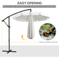 11 FT Cantilever Patio Umbrella Offset Parasol with Cross Base and 8 Ribs for Garden, Cream White
