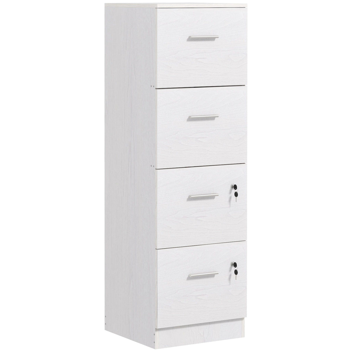 4-Drawer Vertical Filing Cabinet with Lock - White