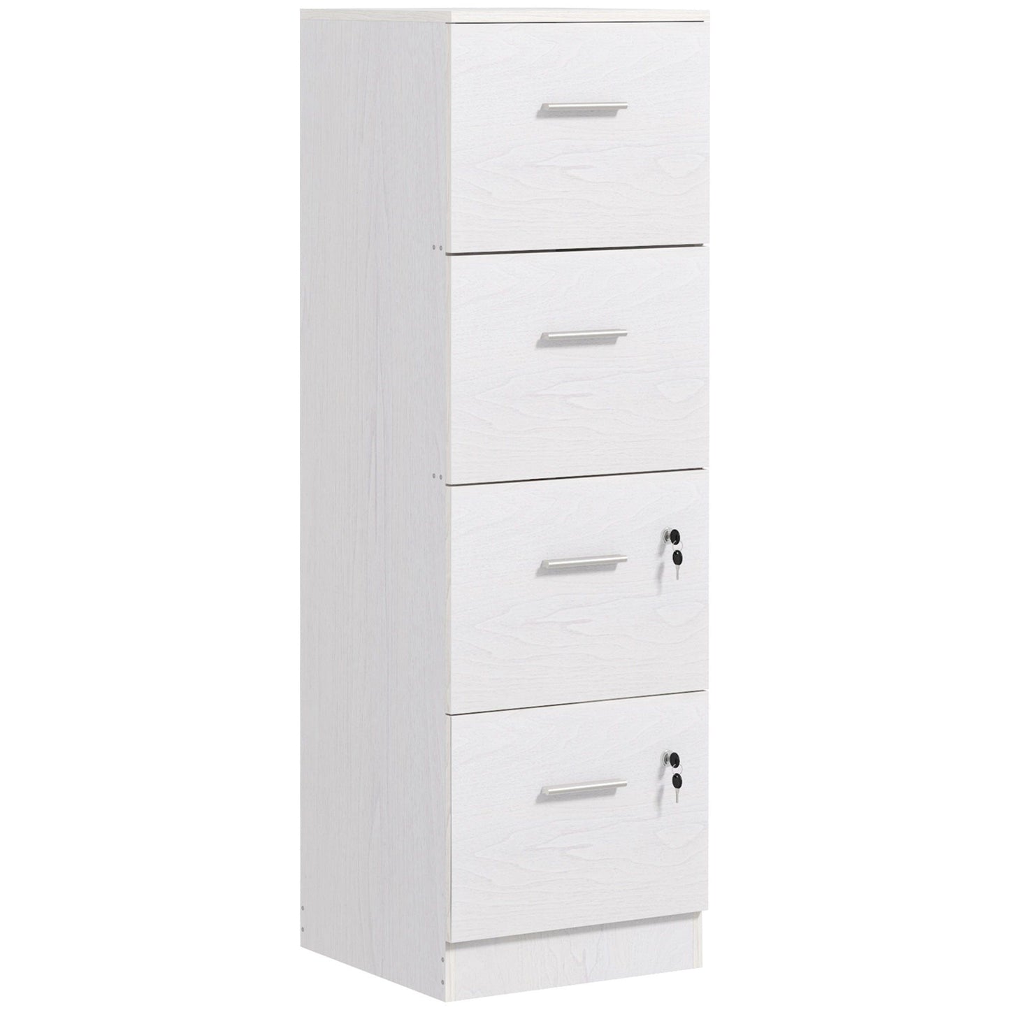 4-Drawer Vertical Filing Cabinet with Lock - White