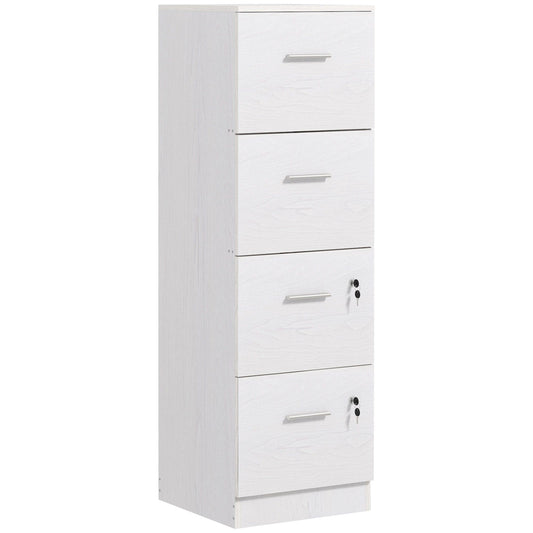 4-Drawer Vertical Filing Cabinet with Lock - White
