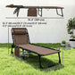 Outdoor Folding Chaise Lounge, Reclining Lounge Chair with Adjustable Backrest and Removable Pillow, Brown