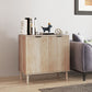 Accent Cabinet with Doors & Adjustable Shelf, Freestanding Console Cabinet with Wood Legs, Elevated Base for Living Room, Oak