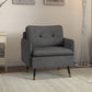 Tufted Accent Armchair with Steel Legs - Dark Grey