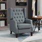 Faux Leather Armchair, Modern Accent Chair with Thick Padding for Living Room, Bedroom, Home Office, Grey