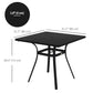 Rectangle Patio Dining Table for 4 People with Steel Legs, Metal Tabletop for Garden, Backyard, Lawn, Balcony, Black