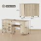 Sewing Machine Table with Drop Leaf, Folding Craft Table with 2 Doors and Adjustable Shelf for Small Spaces, Natural
