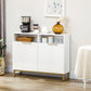 Sideboard Cabinet with 4 Doors and Metal Base - White