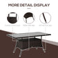 Garden Dining Table, Patio Rattan Dining Table with Glass Top, Storage Shelf for Yard, 59" x 34" x 29", Brown