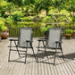 2 Pieces Outdoor Folding Patio Chair Set, Portable Camping Chairs with Armrests for Garden, Patio, Pool, Beach, Grey