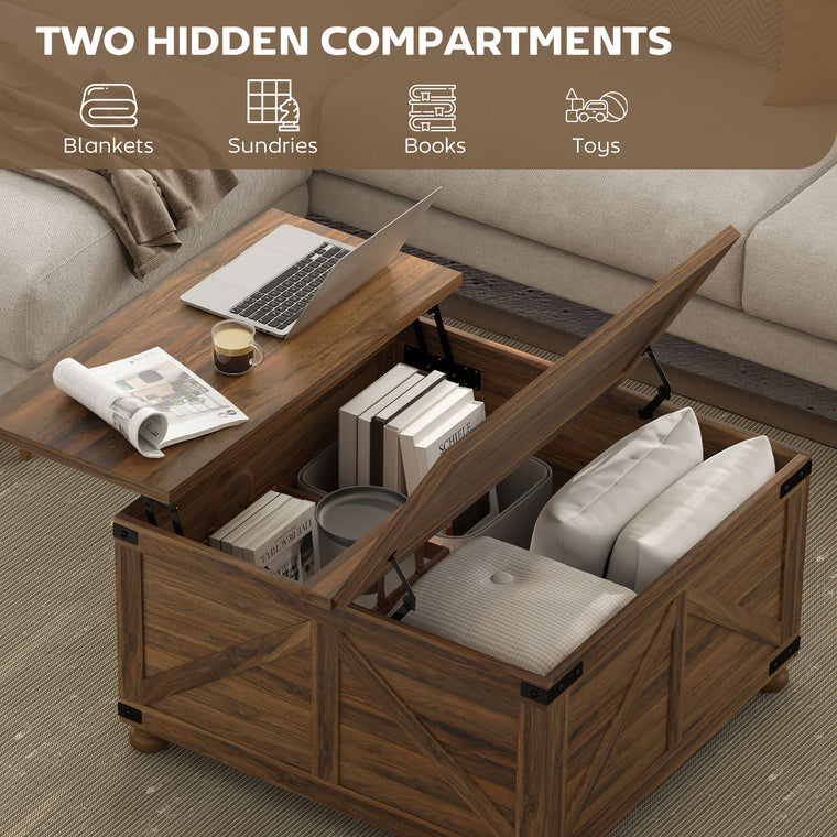 32" Lift-Top Coffee Table with Hidden Storage
