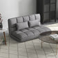 51" Folding Floor Sofa, Foldable 2-Seater Lazy Sofa Sleeper Bed, Adjustable Linen Floor Couch with 9-position Backrest, 2 Pillows and Wide Seat for Living Room, Grey