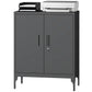Locking Storage Filing Cabinet with Doors - Black