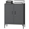 Locking Storage Filing Cabinet with Doors - Black