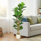 5FT Artificial Fiddle Leaf Fig Tree, Fake Potted Tree with Solid Wood Trunks for Indoor Decor, Green