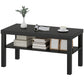 2 Tier Coffee Table, Rectangular Center Table with Storage Shelf for Living Room, Home Office, Black
