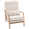 Linen Accent Armchair with Lumbar Pillow - Cream White
