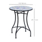 23.6" Mosaic Round Patio Table with Ceramic Tabletop, Outdoor Furniture, Multicolor