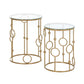 Round Coffee Tables Set of 2, Gold Nesting Side End Tables with Tempered Glass Top, Steel Frame for Living Room