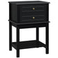 Modern Sofa Side Table, Accent End Table with Drawers and Storage Shelf, Nightstand for Bedroom Living Room, Black