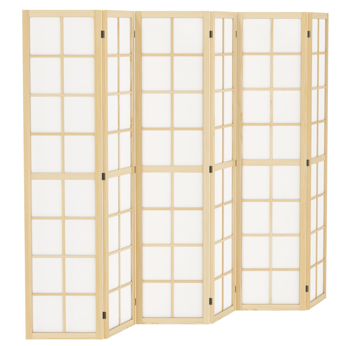 6 Panel Room Divider, 5.6 ft Folding Wall Divider Room Partition for Home Office, Bedroom, Living Room, Natural Wood