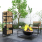 4-Tier Outdoor Indoor Firewood Rack with Wheels and 4 Tools, Powder-Coated Steel Wood Storage Rack Log Holder