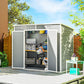 8' x 4' Resin Outdoor Storage Shed with Floor, Window, Lockable Doors and Vents for Backyard Patio Lawn, Light Grey
