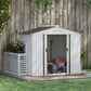 7'x 4'x 6' Garden Tool Shed Metal Storage Shed w/ Foundation Kit and Double Doors Silver