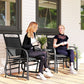Outdoor Glider Bench with Coffee Table, Patio 2-Seat Rocking Chair Swing Loveseat with Breathable Sling for Backyard Garden Porch, Black