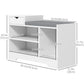 Shoe Storage Bench with Drawer and 3 Shelves - White