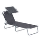 Outdoor Lounge Chair, Adjustable Folding Chaise Lounge, Tanning Chair with Sun Shade for Beach, Camping, Hiking, Backyard, Grey