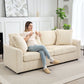 3 Seater Sofa, 83.5" Modern Upholstered Couch with Pocket Spring and 2 Scatter Cushions for Living Room, Cream White